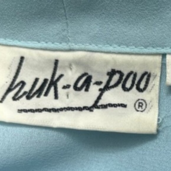 Vintage Ice Blue Sheer Huk-a-poo Button Down Blouse Long sleeves - Picture 7 of 9